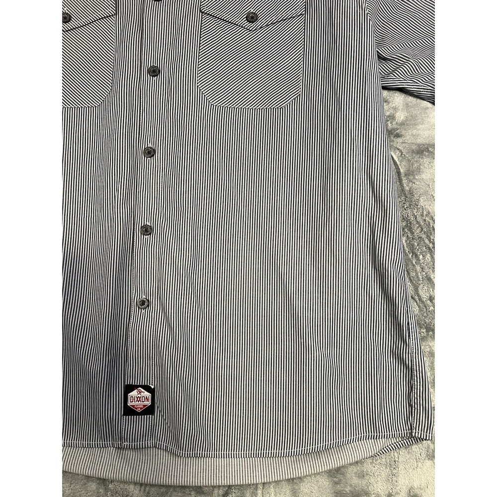 Dixxon Men's 3XL Blue/White Striped Short Sleeve Cotton Canvas Button-Up Shirt - Picture 7 of 14